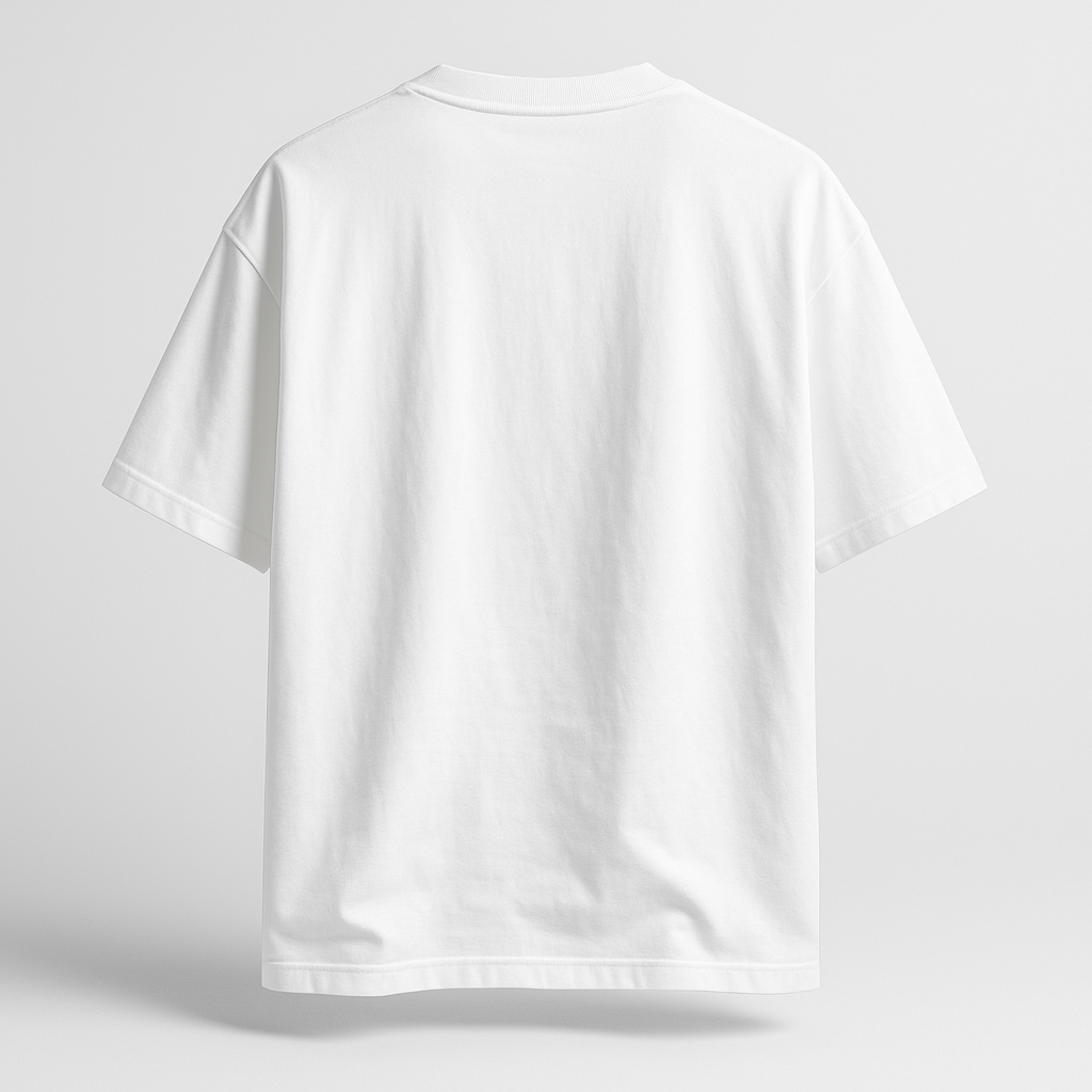 Erkek Double Oversize Özel Baskı Tişört — Beyaz arka mockup