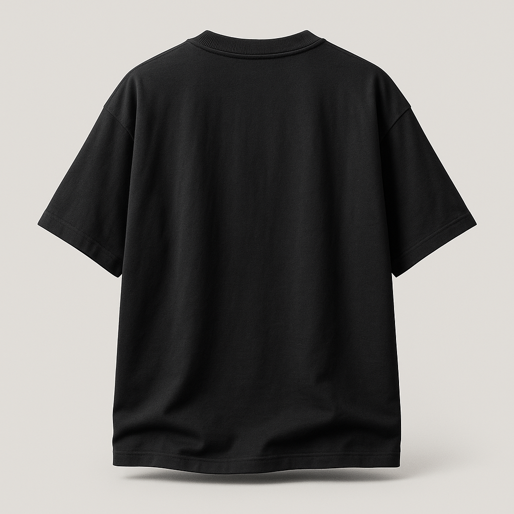 Erkek Double Oversize Özel Baskı Tişört — Siyah arka mockup