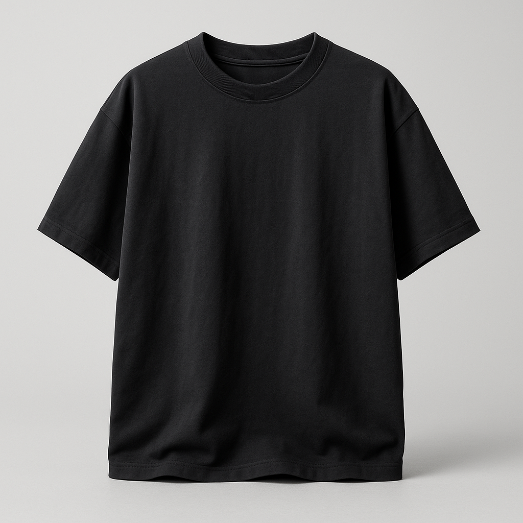 Erkek Double Oversize Özel Baskı Tişört - Siyah