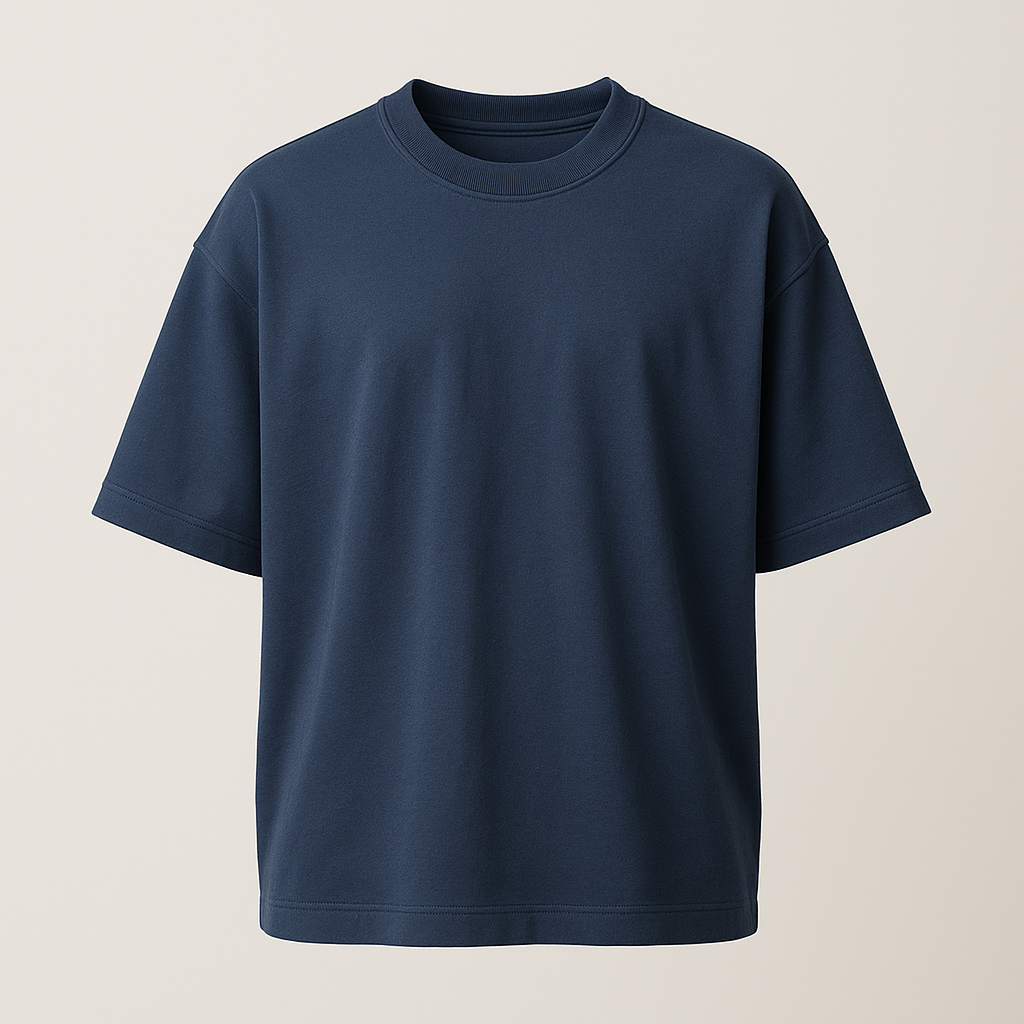 Erkek Double Oversize Özel Baskı Tişört - Lacivert