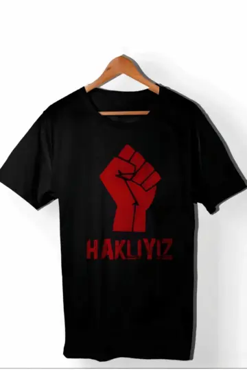 1 Mayıs Emekçilerimiz İçin Özel Tasarım HAKLIYIZ Baskılı T-shirt - Siyah