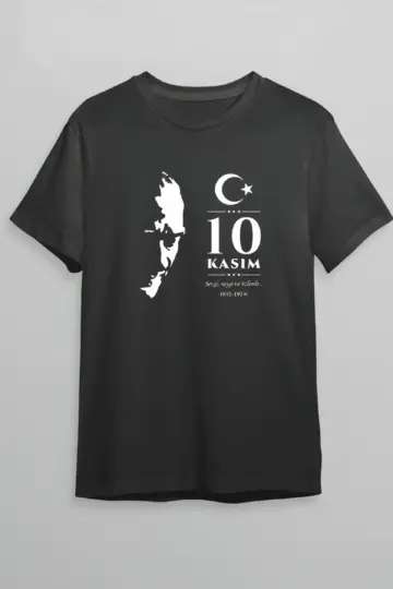 10 Kasım Atatürk Baskılı T-shirt - Siyah