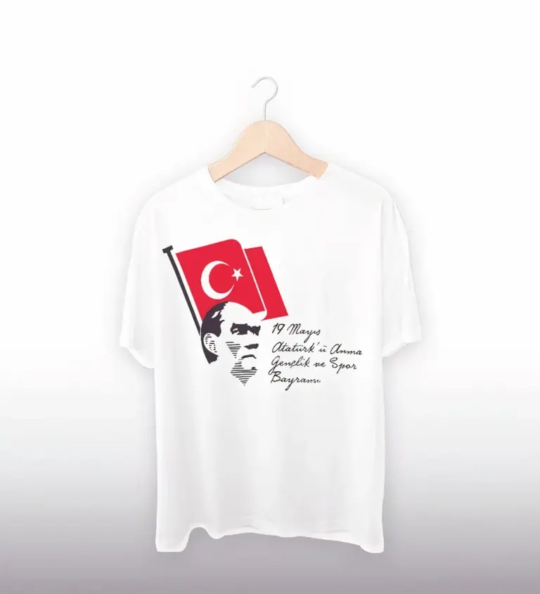 19 Mayıs Baskılı T-shirt - Beyaz