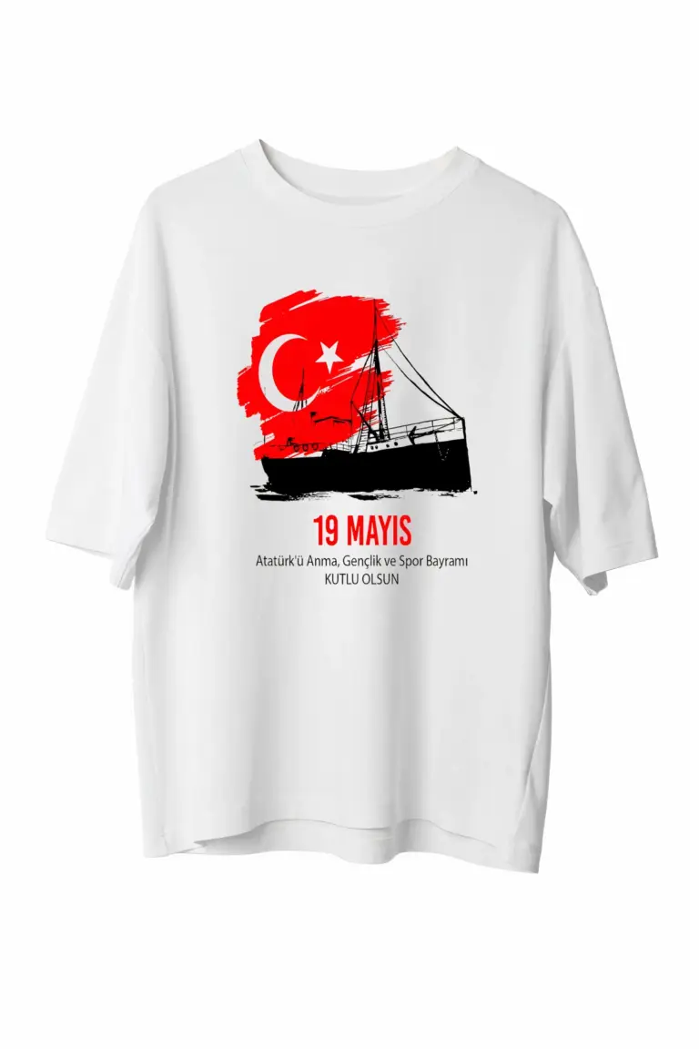 19 Mayıs Unisex Baskılı T-shirt - Beyaz