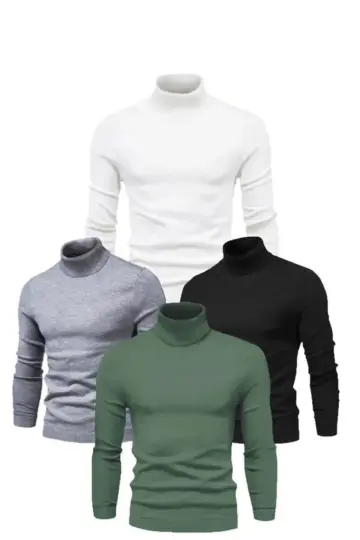 4 Adet Kaşkorse Boğazlı Full Likralı Fitilli Slimfir Body