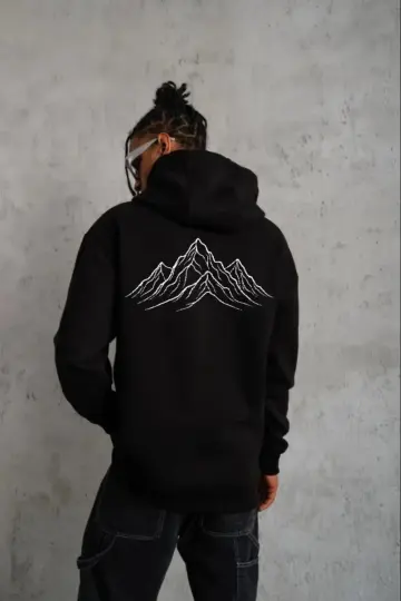 Nihilist Penguen Baskılı 3 İplik Pamuklu Kapüşonlu Sweatshirt Hoodie Siyah