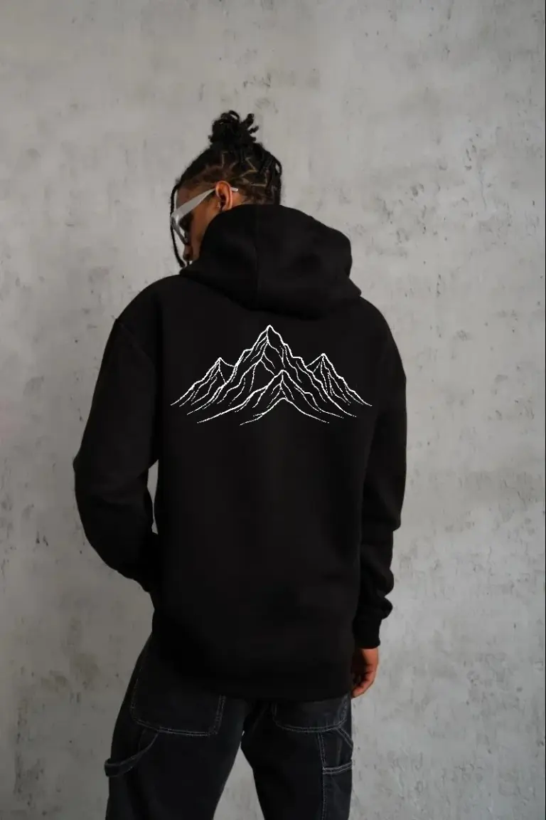 Nihilist Penguen Baskılı 3 İplik Pamuklu Kapüşonlu Sweatshirt Hoodie Siyah