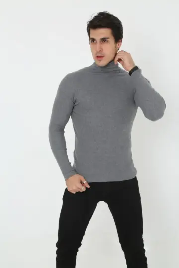 Fitilli Kaşkorse Kumaş Boğazlı Full Likralı Slimfit Body - Füme