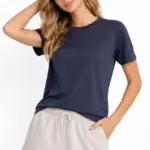 Tişört Osy Modal yumuşak dokulu Kumaş Bisiklet Yaka T-shirt - İndigo