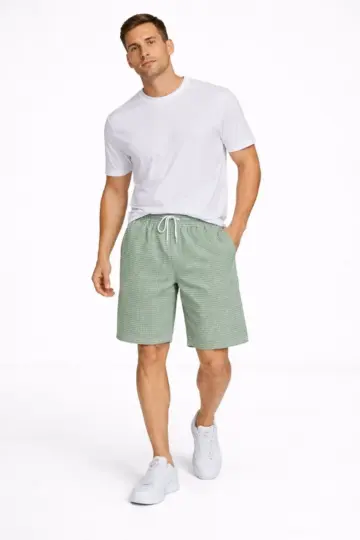 Pötikareli Şort – Beli Lastikli Bağcıklı