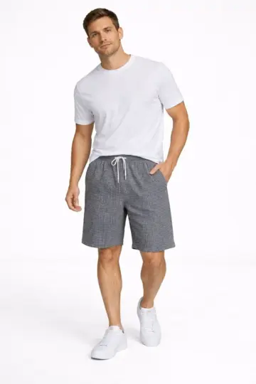 Pötikareli Şort – Beli Lastikli Bağcıklı