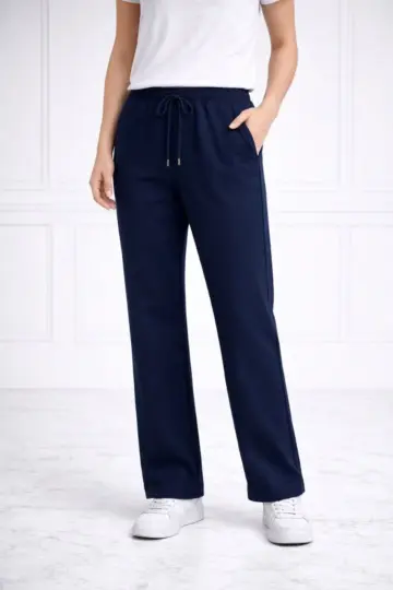 Düz Paça Beli Lastikli Eşofman Altı Pantolon - Lacivert