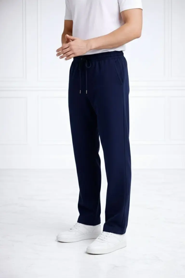 Düz Paça Beli Lastikli Eşofman Altı Pantolon - Lacivert