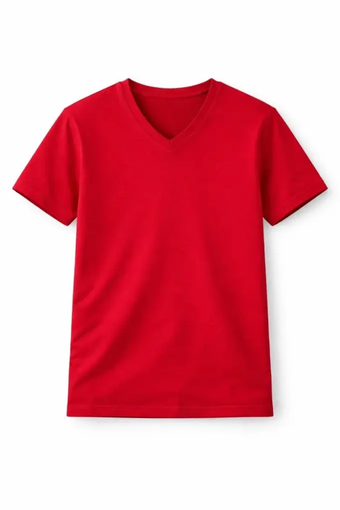 Genç Kız Çocuk V Yaka Tişört Model - Kırmızı