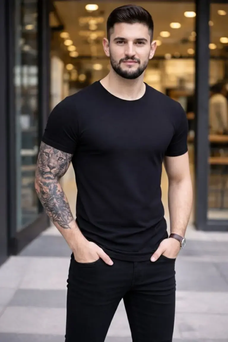 Body Tişört Bisiklet Yaka Slim Fit Likralı T-Shirt - Siyah