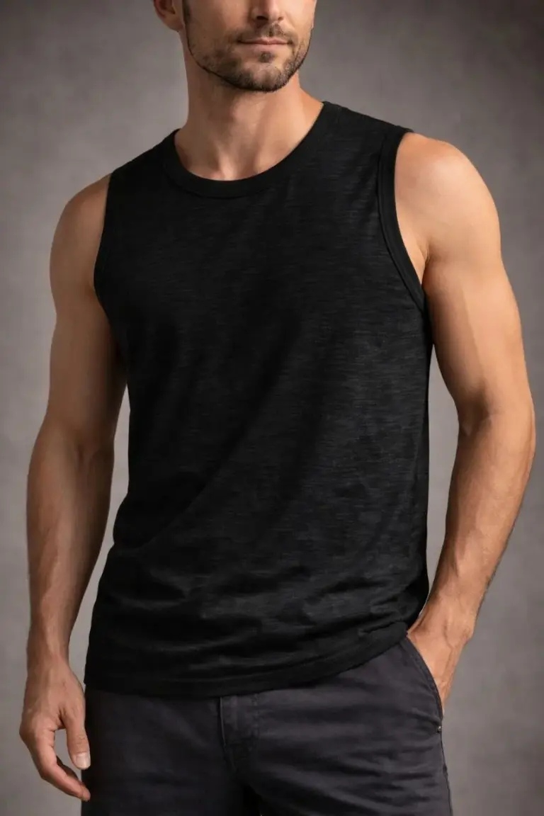 Flamlı Kumaş Kolsuz Atlet Günlük Fitness Spor T-Shirt - Siyah