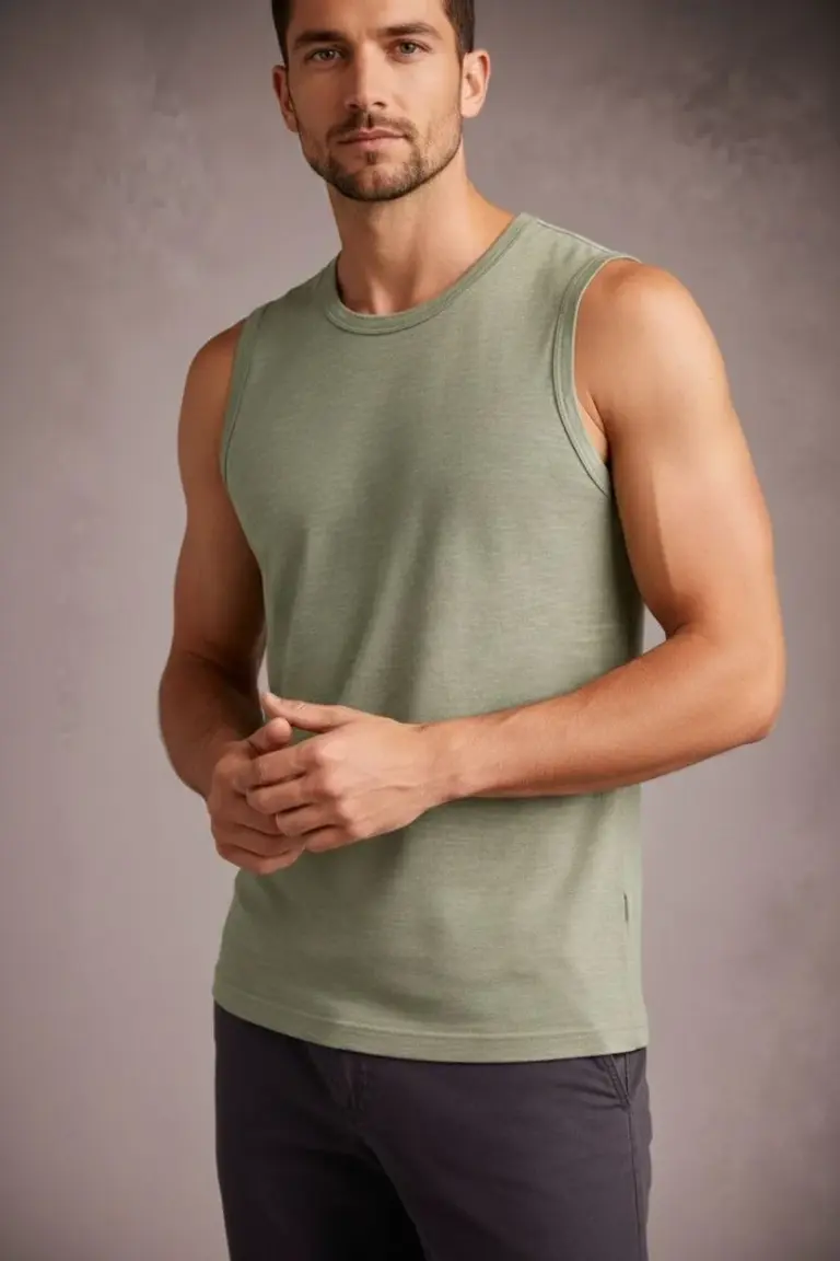 Flamlı Kumaş Kolsuz Atlet Günlük Fitness Spor T-Shirt - Mint Yeşili