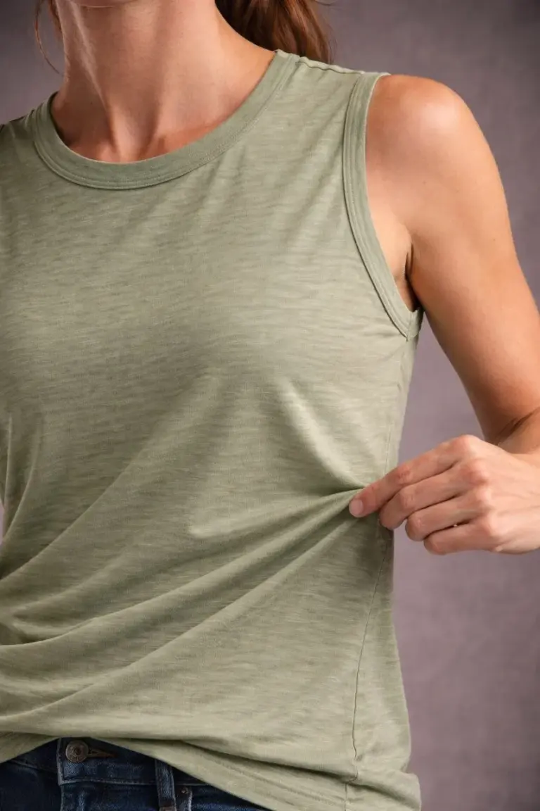 Flamlı Kumaş Kolsuz Atlet Günlük Fitness Spor T-Shirt - Yeşili