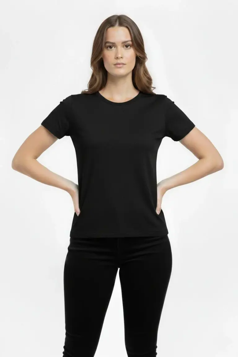 T-Shirt Bisiklet Yaka Slim Fit Likralı Tişört Yazlık Basic Body - Siyah