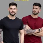 Tişört Bisiklet Yaka Kısa Kol Slim Fit Body T-shirt 2'li Set Siyah-Bordo