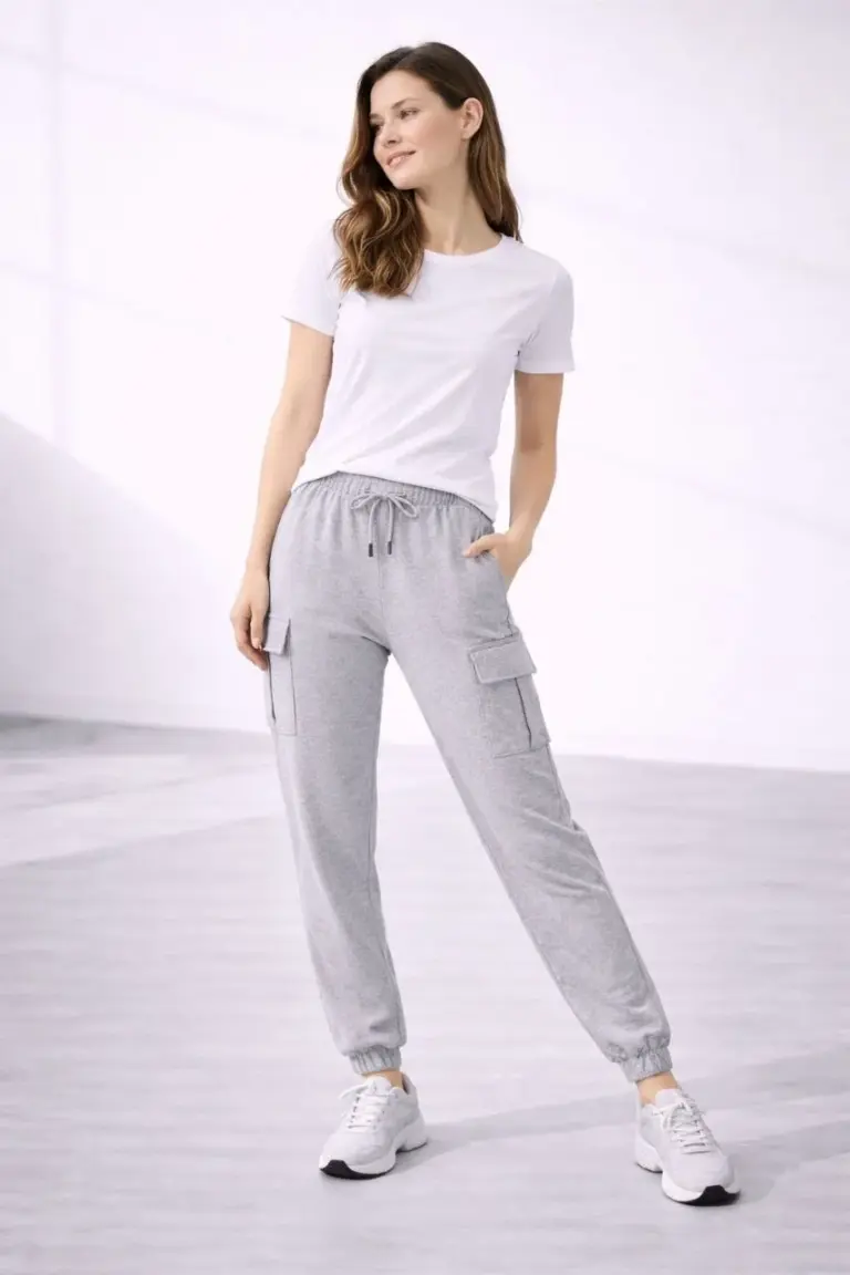 Jogger Eşofman Altı Kargo Cepli Lastikli Paça Spor Pantolon - Gri