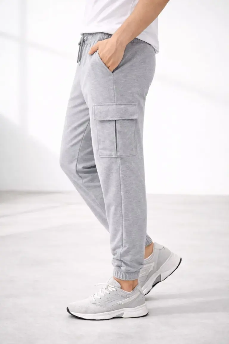 Jogger Eşofman Altı Kargo Cepli Lastikli Paça Spor Pantolon - Gri
