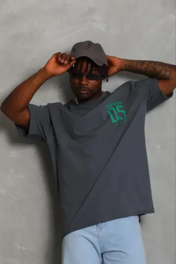 Baskılı T-Shirt Kısa Kol Bisiklet Yaka Regular Fit Rahat Tişört - Füme