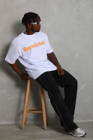 Baskılı T-Shirt Kısa Kol Bisiklet Yaka Regular Fit Tişört - Beyaz