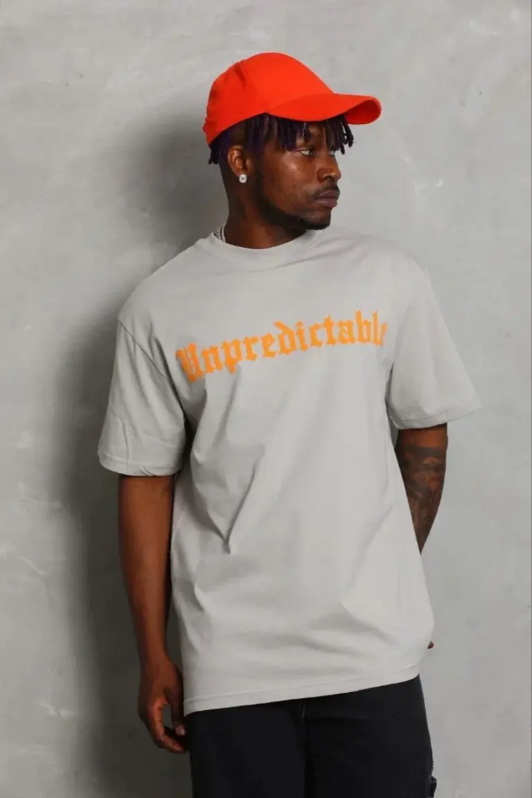 Baskılı T-Shirt Kısa Kol Bisiklet Yaka Regular Fit Tişört - Gri