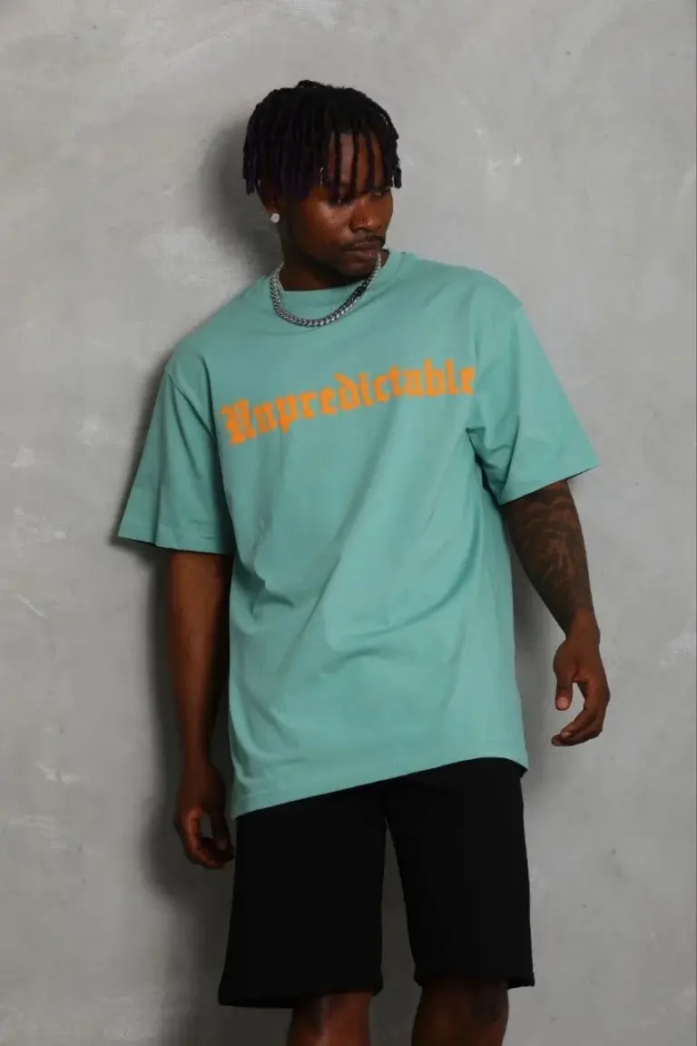 Baskılı T-Shirt Kısa Kol Bisiklet Yaka Regular Fit Tişört - Mint Yeşili