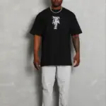 Baskılı T-Shirt Kısa Kol Bisiklet Yaka Regular Fit Tişört - Siyah