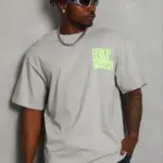 Baskılı T-Shirt Kısa Kol Bisiklet Yaka Regular Fit Tişört - Gri