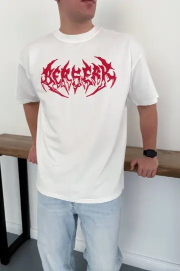 Kısa Kol Yazlık Tişört Bisiklet Yaka Baskılı Oversize T-Shirt - Beyaz