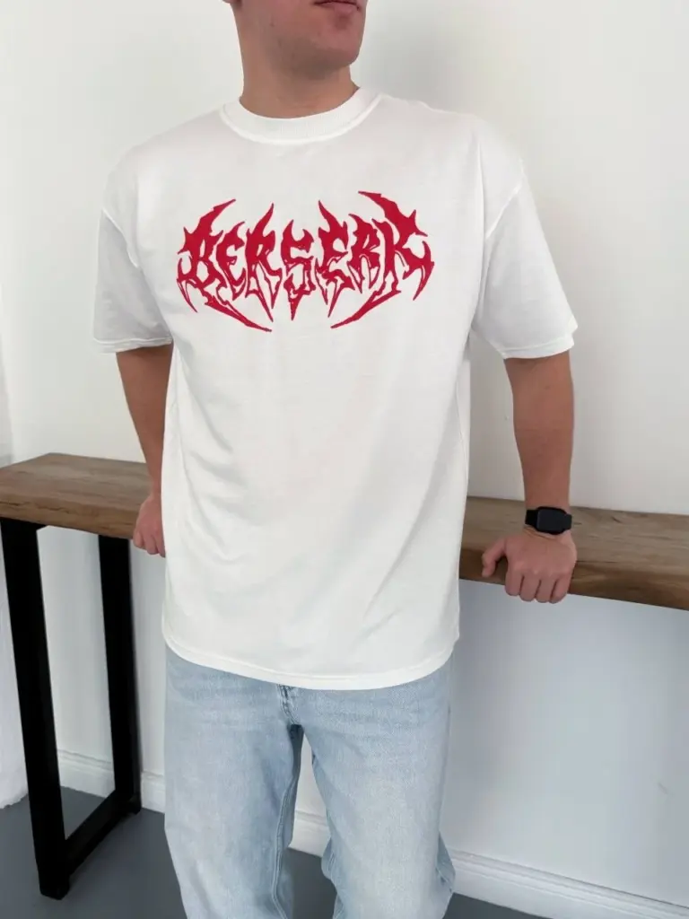 Kısa Kol Yazlık Tişört Bisiklet Yaka Baskılı Oversize T-Shirt - Beyaz