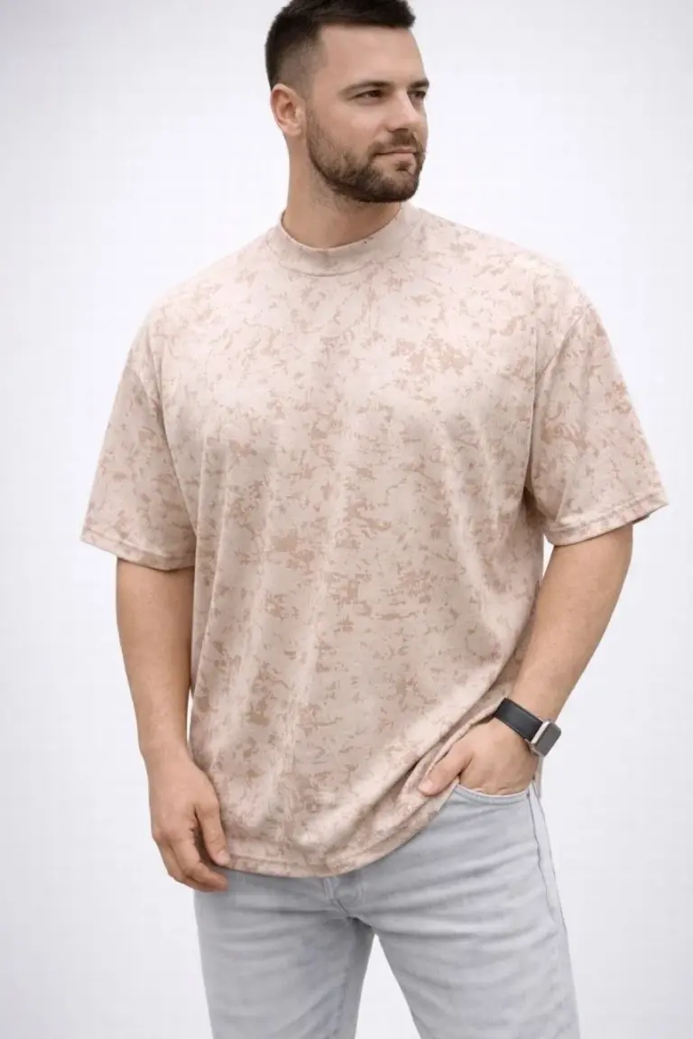 Premium Tişört OSY Yumuşak Dokulu Yıkamalı Oversize T-Shirt - Bej