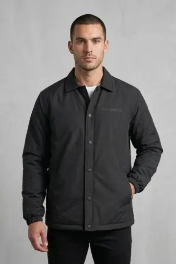 Yağmur İtici İç Astarlı Çıtçıtlı İç Cepli Dış Cepli Mevsimlik Mont - Siyah