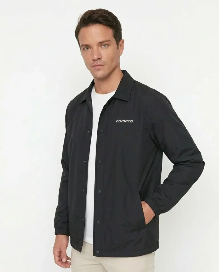 Yağmur İtici İç Astarlı Çıtçıtlı İç Cepli Dış Cepli Mevsimlik Ceket - Siyah