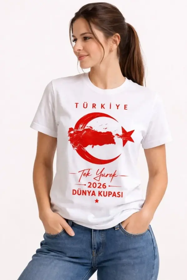 TÜRKİYE Ay Yıldız 2026 Dünya Kupasi Taraftar Forma T-Shirt - Beyaz
