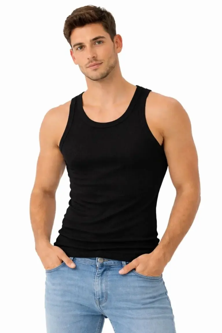 Fitilli Likralı Kaşkorse Atlet Vücuda Oturan Basic Şıklık - Siyah