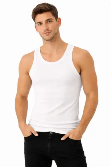 Fitilli Likralı Kaşkorse Atlet Vücuda Oturan Basic Şıklık - Beyaz