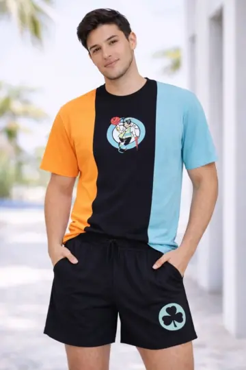 Nakışlı Tişört Şort İkili Takım Oversize Yazlık Kombin - Çok Renkli
