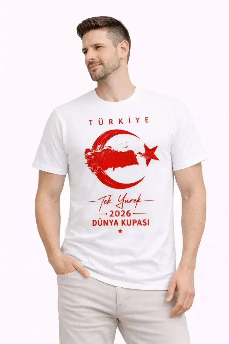 TÜRKİYE Ay Yıldız Baskılı Taraftar Forma T-Shirt - Beyaz
