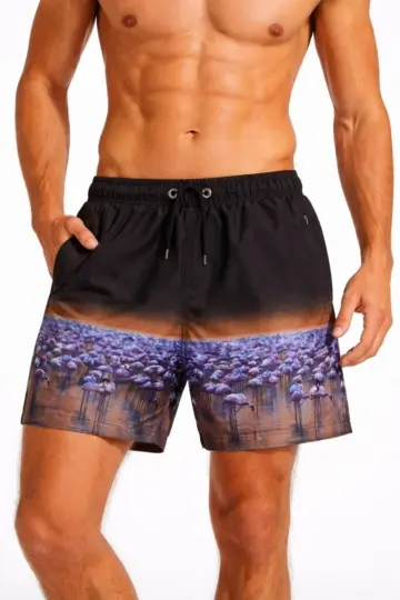 Deniz Şortu Fermuarlı Cepli File Astarlı Hızlı Kuruyan Premium - Siyah