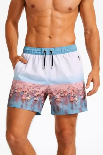 Deniz Şortu Fermuarlı Cepli File Astarlı Hızlı Kuruyan Premium - Beyaz