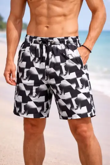 Deniz Şortu Fermuarlı Cepli File Astarlı Hızlı Kuruyan Premium - Siyah