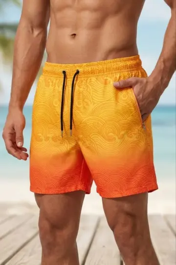 Deniz Şortu Fermuarlı Cepli File Astarlı Hızlı Kuruyan Premium - Çok Renkli