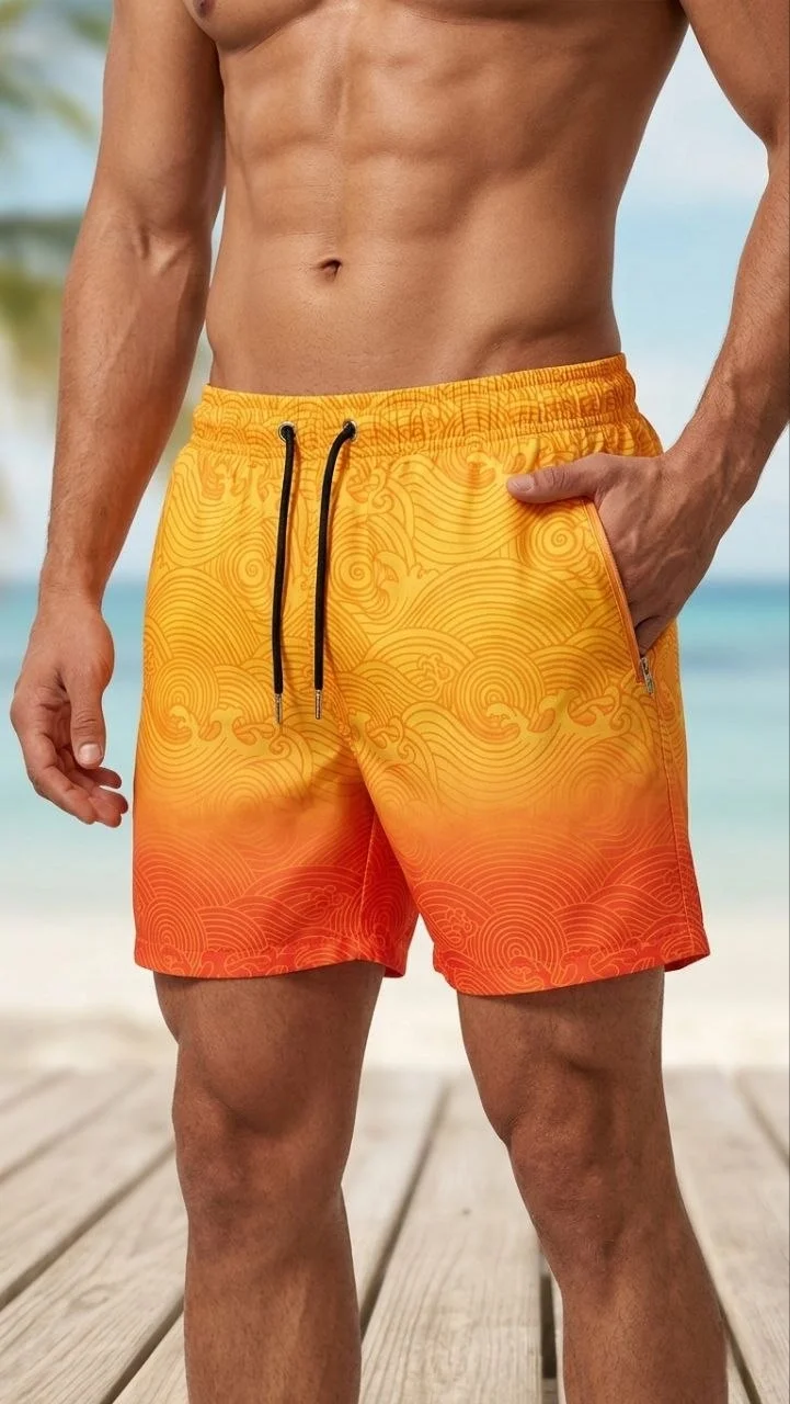 Deniz Şortu Fermuarlı Cepli File Astarlı Hızlı Kuruyan Premium - Çok Renkli