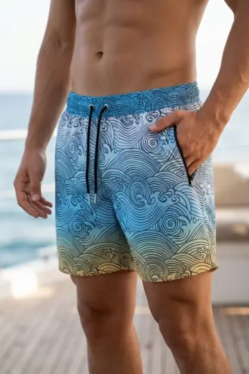 Deniz Şortu Fermuarlı Cepli File Astarlı Hızlı Kuruyan Premium - Çok Renkli