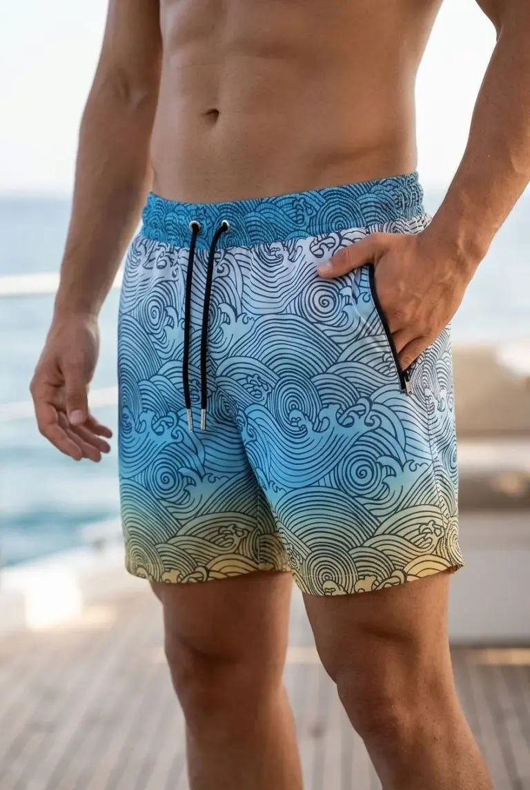 Deniz Şortu Fermuarlı Cepli File Astarlı Hızlı Kuruyan Premium - Çok Renkli