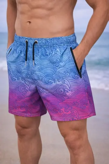 Deniz Şortu Fermuarlı Cepli File Astarlı Hızlı Kuruyan Premium - Çok Renkli